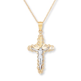 Crucifix Necklace 10K Yellow Gold 18&quot;