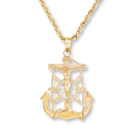 Cross Anchor Necklace 10K Yellow Gold 22&quot;