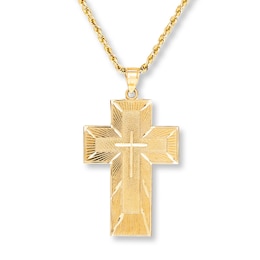 Cross Necklace Spanish Lord's Prayer 10K Yellow Gold 22&quot;