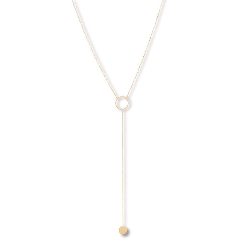 Main Image 1 of Disc Lariat Necklace 14K Yellow Gold 18&quot;