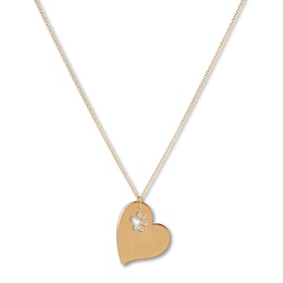 Heart Paw Print Necklace 14K Yellow Gold 18&quot;