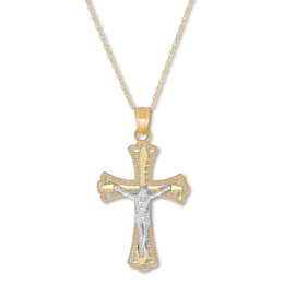 Crucifix Necklace 10K Two-Tone Gold 18&quot;