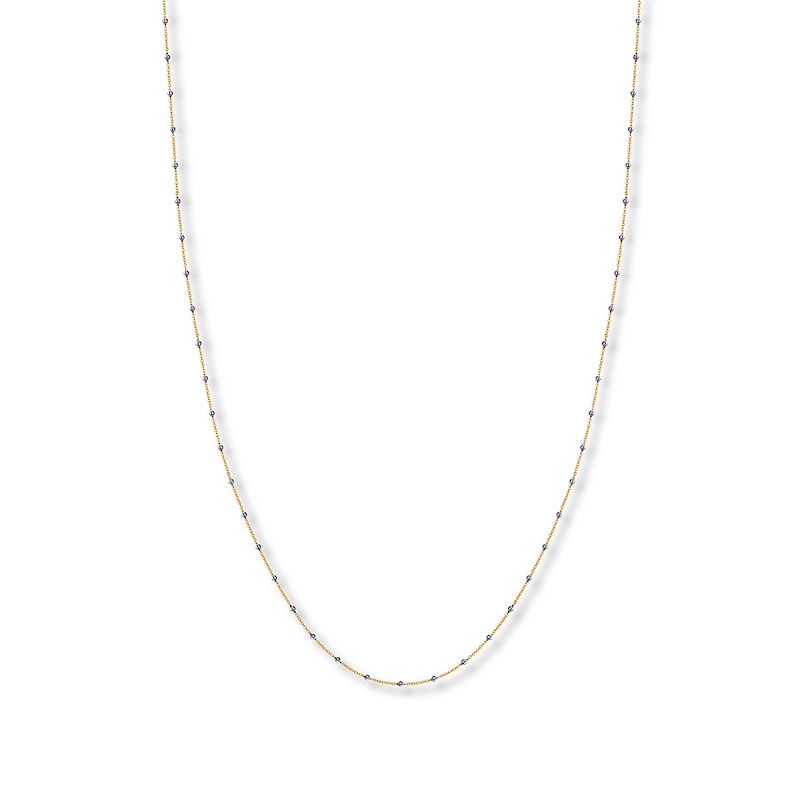 Main Image 1 of Solid Beaded Cable Chain Necklace 14K Two-Tone Gold 16&quot;