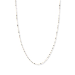 Beaded Cable Chain Necklace Solid 14K Two-Tone Gold 20&quot;