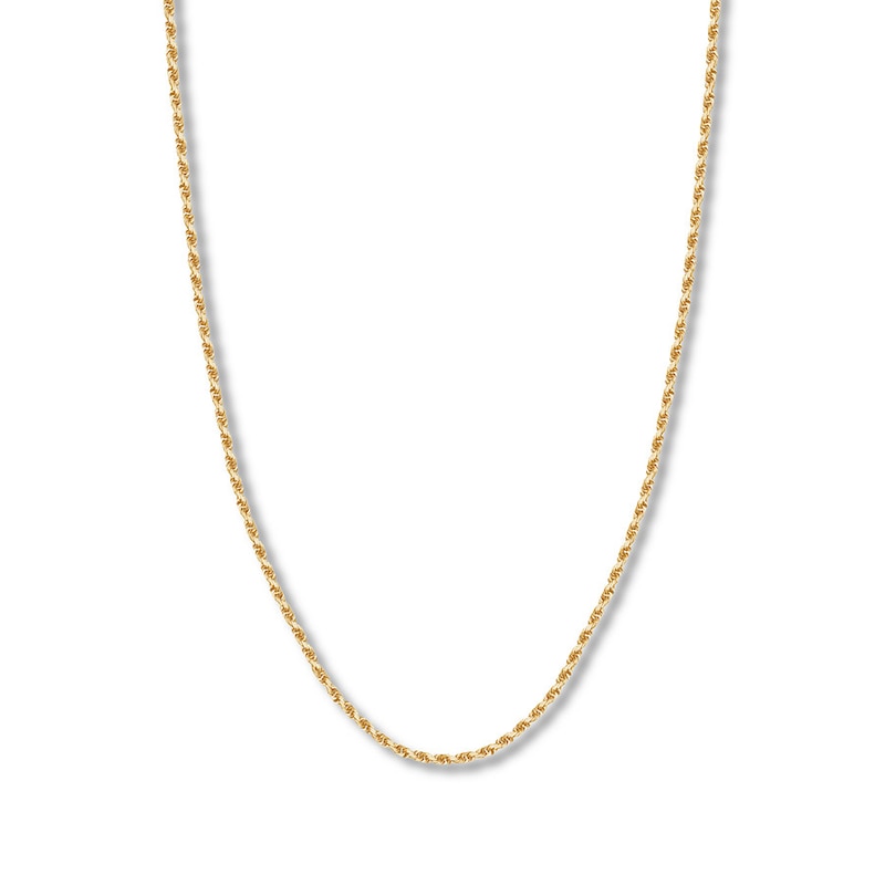 Main Image 1 of 30&quot; Textured Solid Rope Chain 14K Yellow Gold