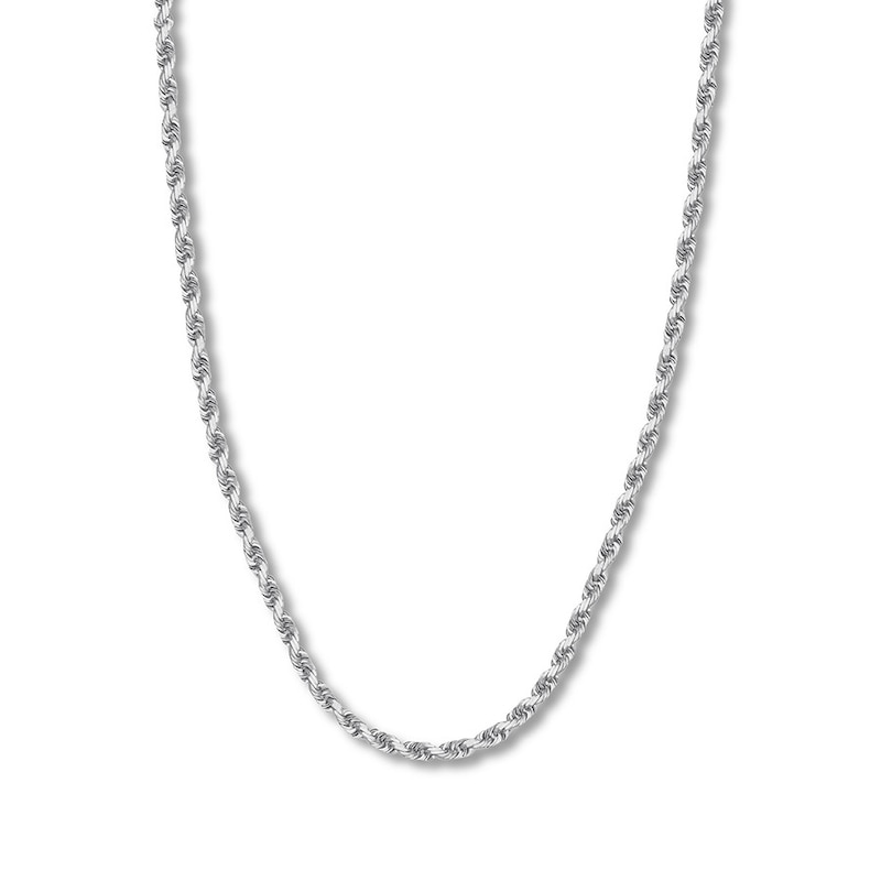 Main Image 1 of 30&quot; Textured Solid Rope Chain 14K White Gold