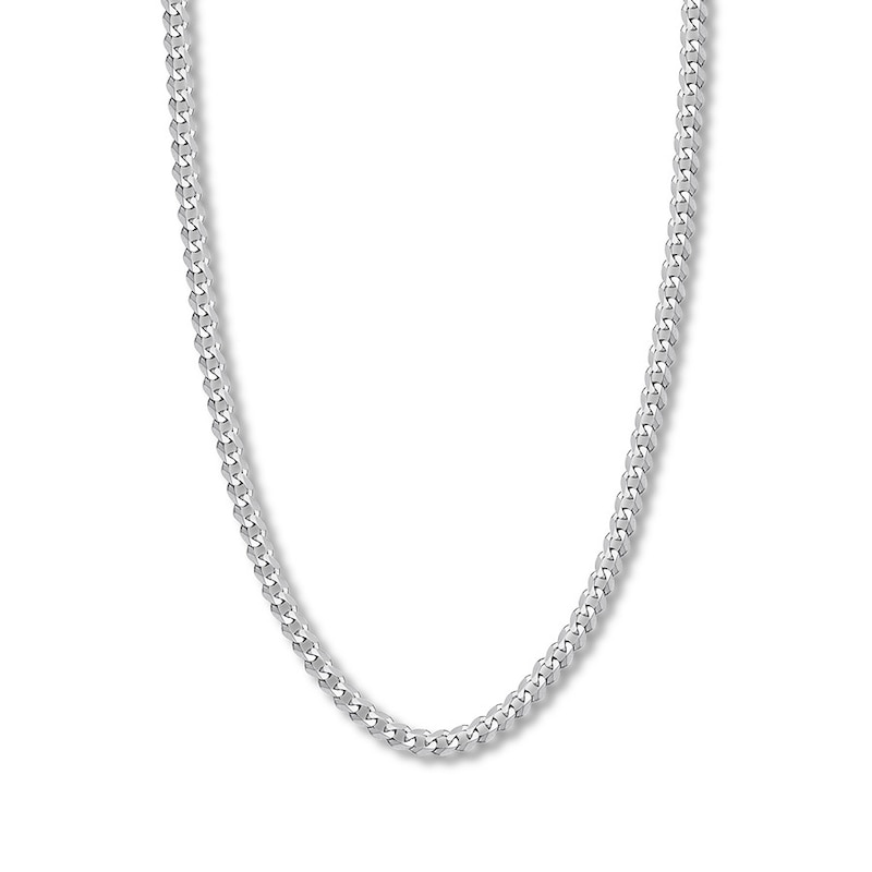 24" Solid Curb Chain 14K White Gold Appx. 6.7mm