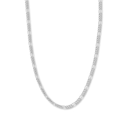 18&quot; Figaro Chain Necklace Solid 14K White Gold Appx. 3.9mm