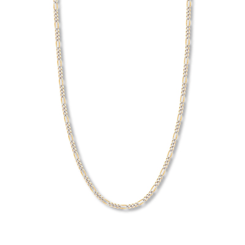 20" Solid Figaro Chain Necklace 14K Two-Tone Gold Appx. 3.2mm
