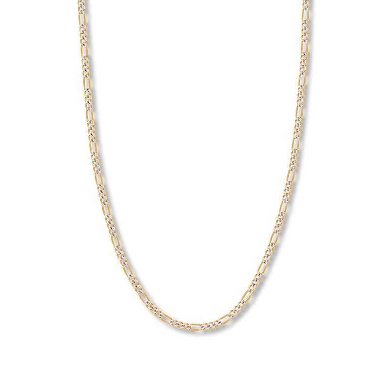 Main Image 1 of 24&quot; Figaro Chain Necklace Solid 14K Two-Tone Gold Appx. 3.9mm