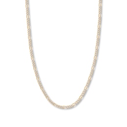 30&quot; Solid Figaro Chain Necklace 14K Two-Tone Gold 3.9mm