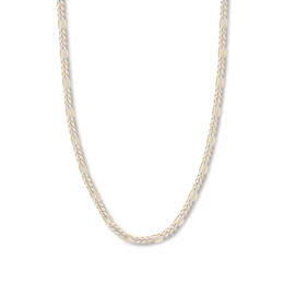 30&quot; Figaro Chain Necklace Solid 14K Two-Tone Gold 5.8mm