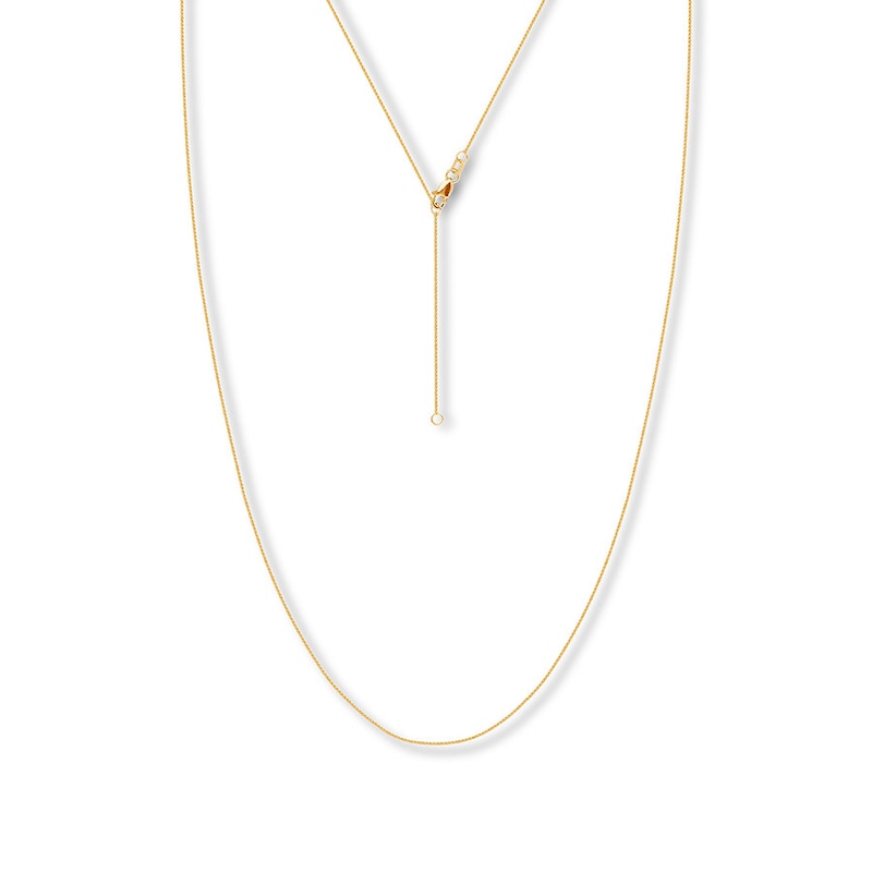 Main Image 1 of 16&quot; Adjustable Solid Round Wheat Chain 14K Yellow Gold Appx. .85mm