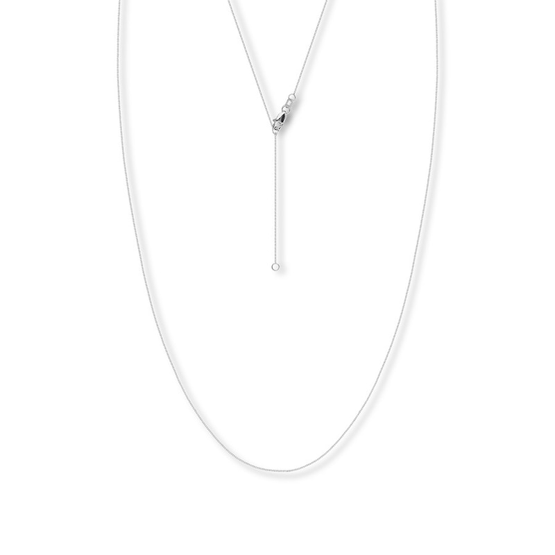 Main Image 1 of 16&quot; Adjustable Solid Box Chain 14K White Gold Appx. .66mm