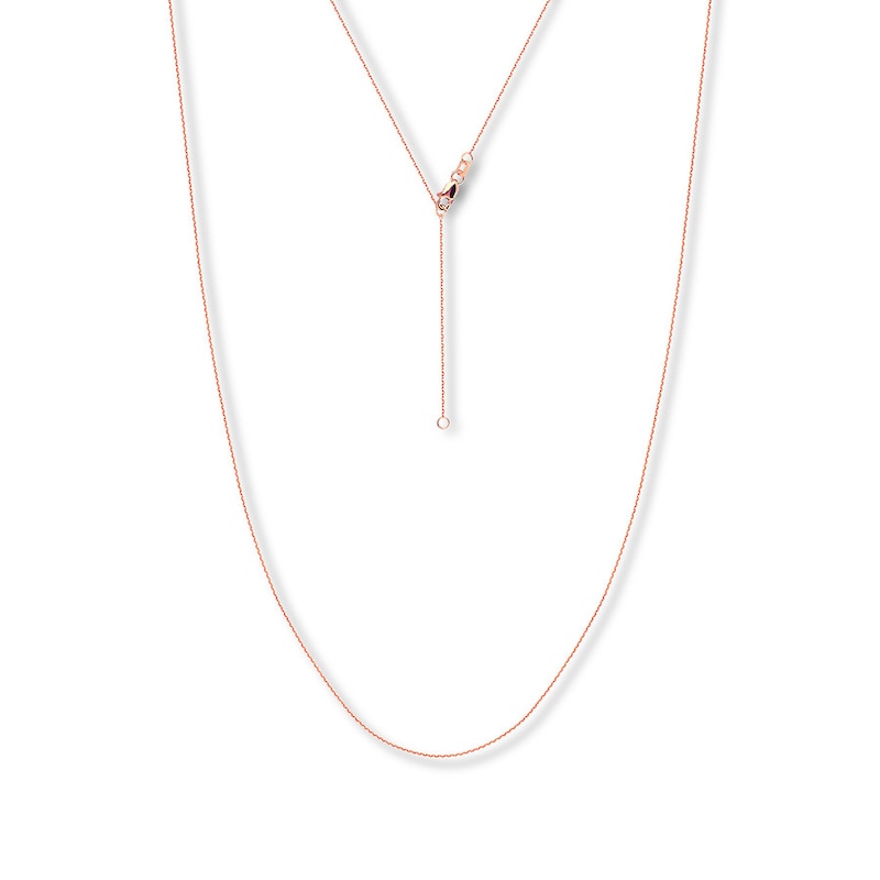 Main Image 1 of 16&quot; Adjustable Solid Cable Chain 14K Rose Gold Appx. 1.05mm