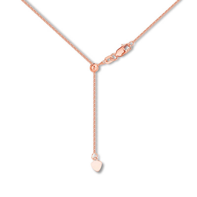 Main Image 2 of Adjustable 22&quot; Solid Square Wheat Chain 14K Rose Gold Appx. 1mm