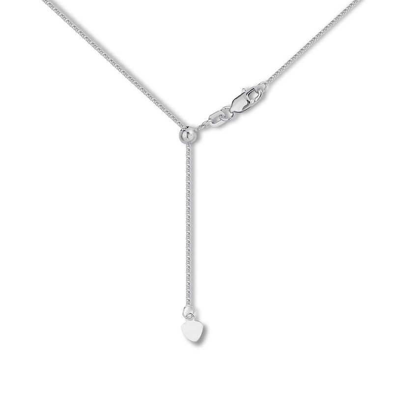 Main Image 2 of 22&quot; Adjustable Solid Square Wheat Chain 14K White Gold Appx .85mm