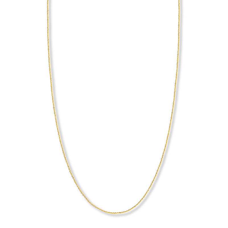 Adjustable 22" Solid Sparkling Chain 14K Yellow Gold Appx. 1.15mm