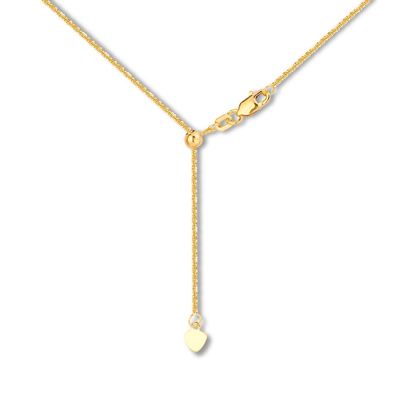 Adjustable 22" Solid Sparkling Chain 14K Yellow Gold Appx. 1.15mm