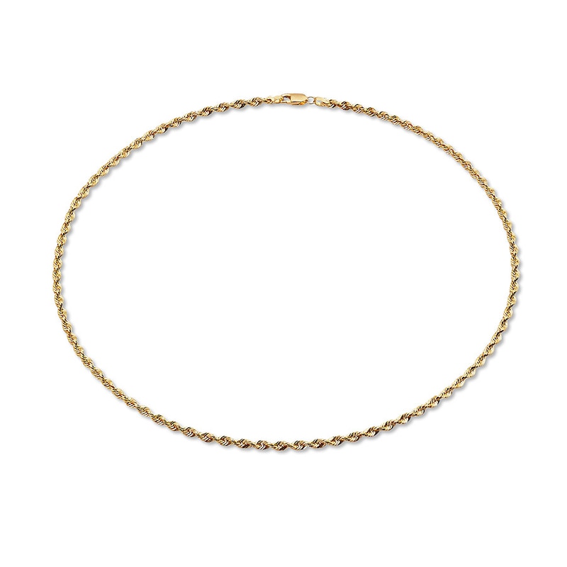 Solid Rope Chain Necklace 14K Yellow Gold 24