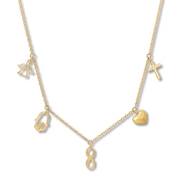 Multi-Charm Necklace 10K Yellow Gold 17&quot;