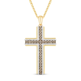 Diamond Cross Necklace 1 ct tw 10K Yellow Gold 22&quot;