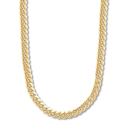 Miami Cuban Curb Chain Necklace Solid 14K Yellow Gold