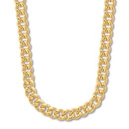 Cuban Curb Chain Necklace Hollow 14K Yellow Gold 26&quot;