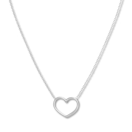 Heart Necklace 14K White Gold 16&quot; to 18&quot; Adjustable