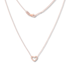 Heart Necklace 14K Rose Gold 16&quot; to 18&quot; Adjustable