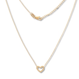 Heart Necklace 14K Yellow Gold 16"-18" Adjustable