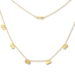 Dangling Disc Necklace 14K Yellow Gold 16&quot; to 18&quot; Adjustable