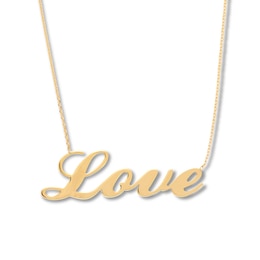 "Love" Necklace 14K Yellow Gold 16" to 18" Adjustable