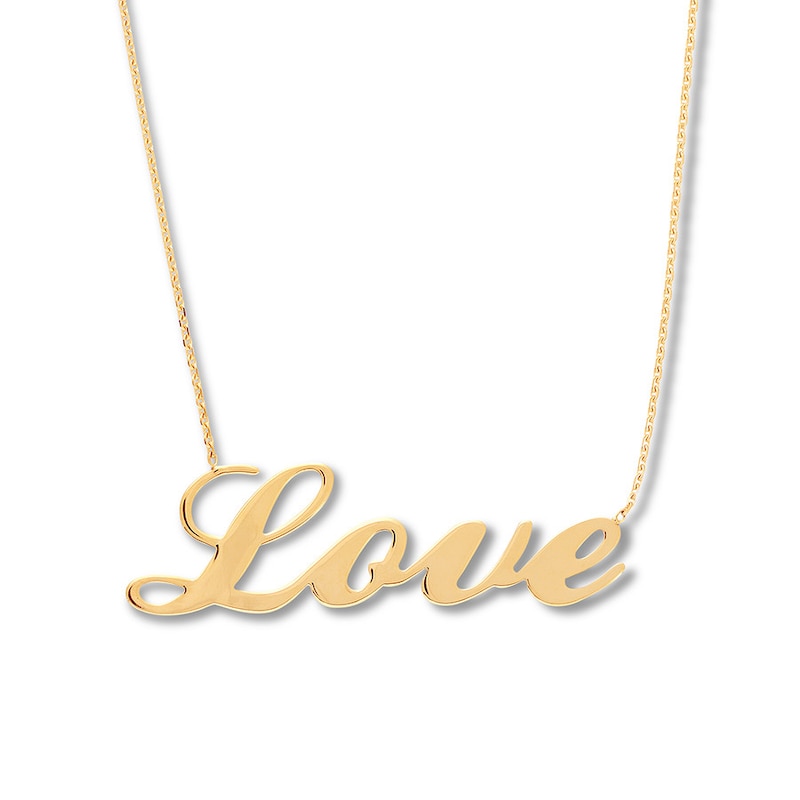 Main Image 1 of &quot;Love&quot; Necklace 14K Yellow Gold 16&quot; to 18&quot; Adjustable