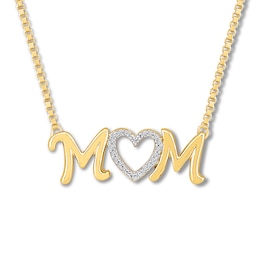 Mom Diamond Necklace 1/20 ct tw Round-cut 10K Yellow Gold 18&quot;