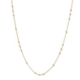 Beaded Cable Chain Necklace 14K Yellow Gold 16&quot; to 18&quot; Adj