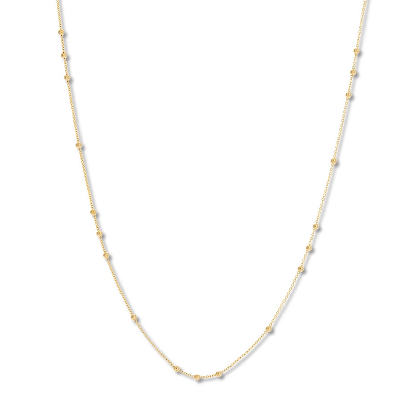 Main Image 1 of Beaded Cable Chain Necklace 14K Yellow Gold 20&quot;