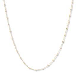 Beaded Cable Chain Necklace 14K Yellow Gold 24&quot;