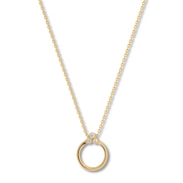 Circle Necklace with Diamonds 14K Yellow Gold 16&quot; to 18&quot; Adj.