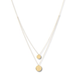 Disc Layered Necklace 14K Yellow Gold 16&quot; to 18&quot; Adjustable
