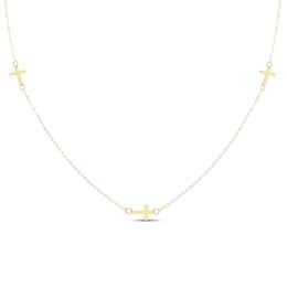 3 Crosses Necklace 10K Yellow Gold 18&quot;
