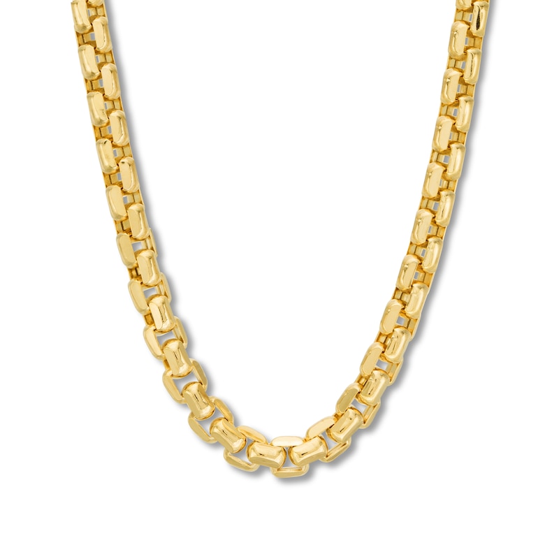 Hollow Box Chain Necklace 10K Yellow Gold 24"