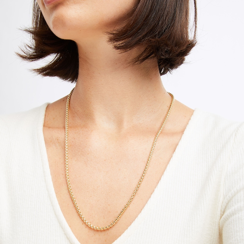 Hollow Box Chain Necklace 10K Yellow Gold 24"