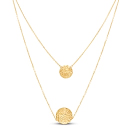 Layered Concave Disc Necklace 14K Yellow Gold 17&quot;
