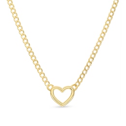 Heart Curb Chain Necklace 10K Yellow Gold 18&quot;