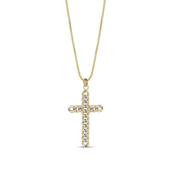 Cross Chain Necklace 10K Yellow Gold 18"