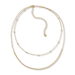 Diamond-cut Layered Necklace 14K Yellow Gold 16&quot;