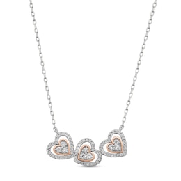 Diamond Three-Heart Necklace 1/3 ct tw Round-cut 10K Two-Tone Gold 18&quot;