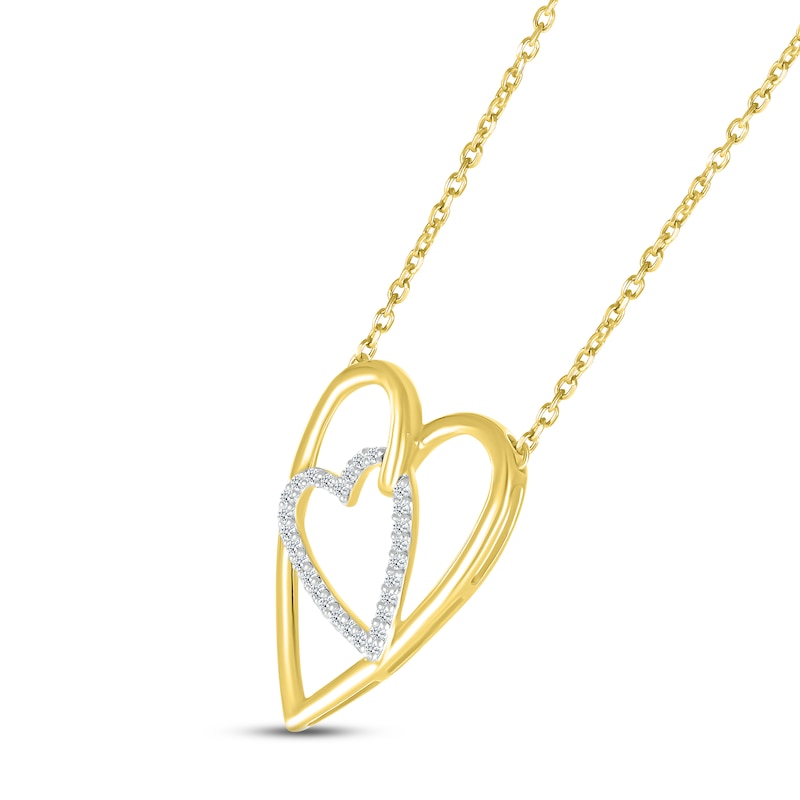 Diamond Double Heart Necklace 1/10 ct tw 10K Rose Gold 18