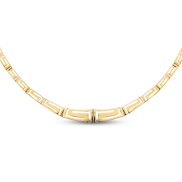 Diamond-Cut Graduating Greek Key Necklace 14K Yellow Gold 17&quot;